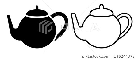 Coffee pot for brewing coffee icon. Black, white silhouette coffee pot full of coffee, isolated on white background. linear illustration, logo for coffee shop, hand drawn artwork Coffee pot for brewing coffee icon. Black, white silhouette coffee pot full of coffee, isolated on white background. linear illustration, logo for coffee shop, hand drawn artwork 136244375
