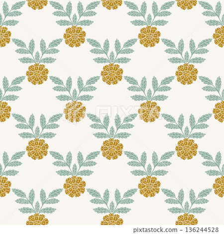 Seamless mustard floral pattern with leaves Seamless mustard floral pattern with leaves 136244528