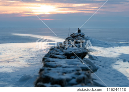 Frozen coastal landscape 136244558