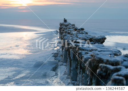 Frozen coastal landscape 136244587