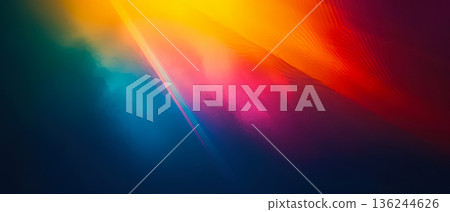 Abstract rainbow light leak on dark background with soft color glow 136244626