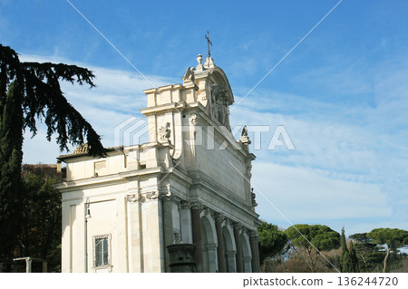 Acqua Paola fountain also known as Il Fontanone, monumental fountain located on the Janiculum Hill, Rome, Italy 136244720