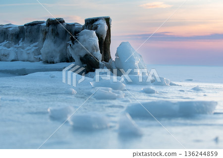 Frozen coastal landscape 136244859