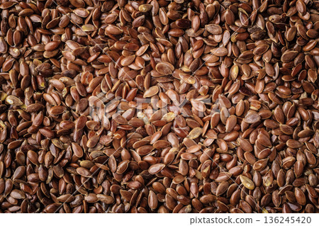 Flax seeds linseed as natural food background 136245420