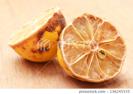 closeup old rotten lemon 136245535