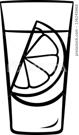 Cocktail shot icons, vodka lemon shot drink. Black and white doodle sketch collection for bar menu or party graphics 136245668