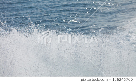 Trail on the water after the ferry sail 136245760