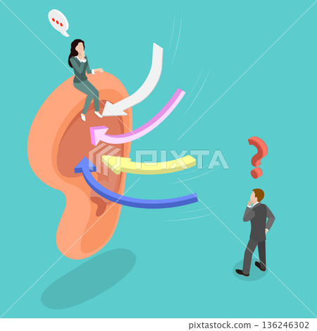 3D Isometric Flat Vector Illustration of Attentive Listening, Focusing On What Others Are Saying 3D Isometric Flat Vector Illustration of Attentive Listening, Focusing On What Others Are Saying 136246302