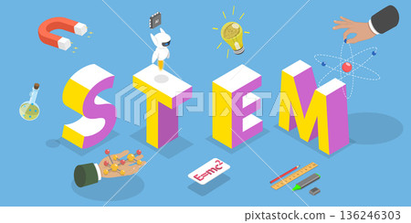 3D Isometric Flat Vector Illustration of STEM, Visual Representation Education Through Innovative Use Of Gear And Atom Symbols 3D Isometric Flat Vector Illustration of STEM, Visual Representation Education Through Innovative Use Of Gear And Atom Symbols 136246303