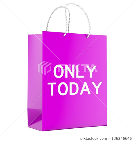 Only Today concept with shopping bag. 3D rendering Only Today concept with shopping bag. 3D rendering 136246646