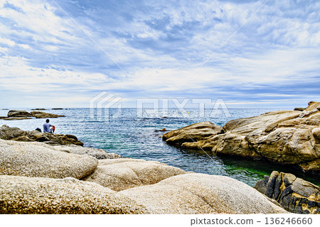 Beautiful seascape of the Cami de Ronda coastal path on the Costa Brava, from Platja d'Aro to Sant Antoni de Calonge. Cala del Pi 136246660