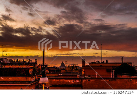 Rome illuminated by the setting sun Rome illuminated by the setting sun 136247134