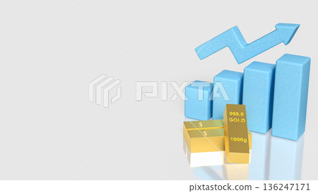 Gold Price Growth Concept With Rising Bar Chart And Arrow 3d render. Gold Price Growth Concept With Rising Bar Chart And Arrow 3d render. 136247171
