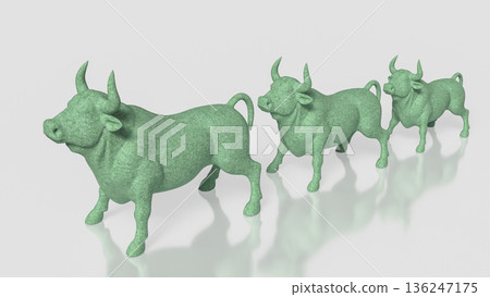 Green Bull Market Growth Concept With Increasing Size Sequence 3d render. Green Bull Market Growth Concept With Increasing Size Sequence 3d render. 136247175