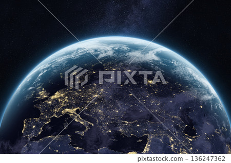 Night planet Earth. Europe, Asia, Middle East. 136247362