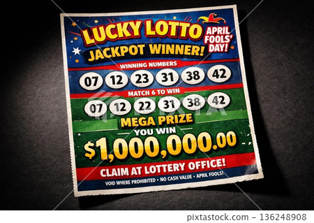 Fake Winning Lottery Ticket for April Fools Day Prank 136248908