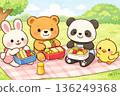 Lunch illustration of cute animals enjoying a picnic 136249368