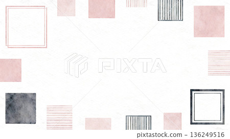 A cute and natural decorative frame made of watercolor-style squares. 136249516