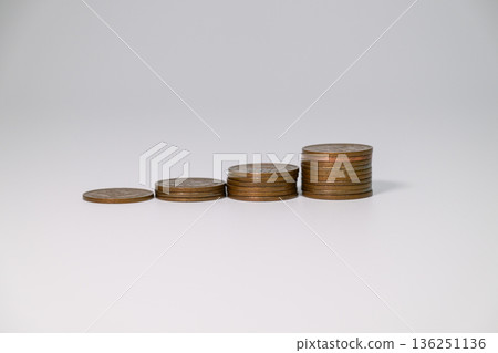 Image of asset growth through stacked coins 136251136