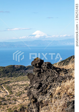 Mount Fuji seen from Mount Mihara on Izu Oshima 136251483