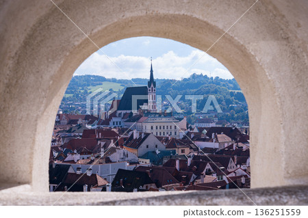 Cesky Krumlov viewed from the city walls 136251559