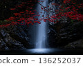 The red leaves highlight the waterfall 136252037