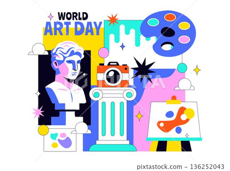 World Art Day Creative Celebration Vector Illustration Featuring Artistic Elements With Modern Flat Cartoon Design Background World Art Day Creative Celebration Vector Illustration Featuring Artistic Elements With Modern Flat Cartoon Design Background 136252043