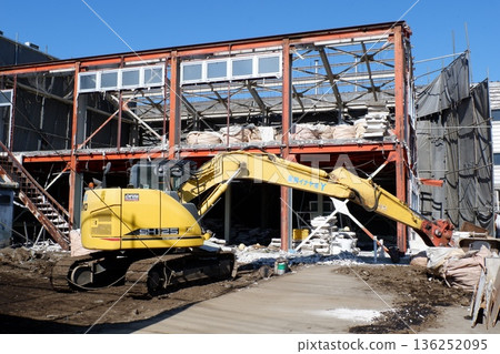 Factory building under demolition Factory building under demolition 136252095
