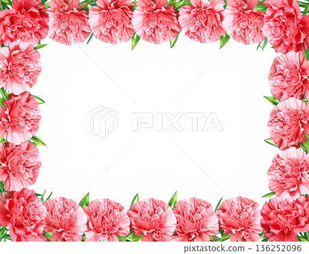 一張用於表達感謝的留言卡的背景圖，周圍環繞著色彩繽紛的水彩康乃馨。 136252096