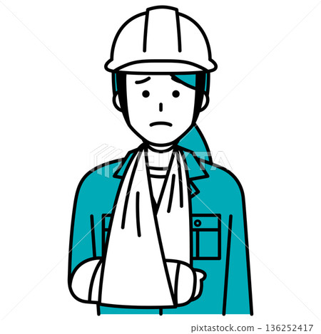 A female worker with a broken right arm 136252417