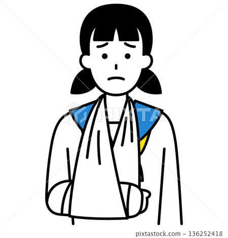 A female student with a broken right arm 136252418