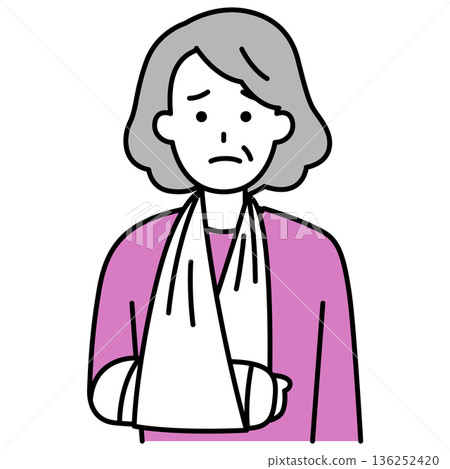 Elderly woman with a broken right arm Elderly woman with a broken right arm 136252420