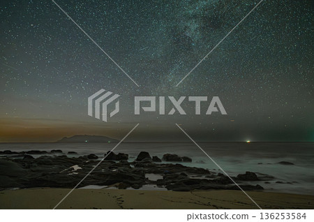 Milky Way at Nagata Inakahama Beach, Yakushima Island in the Offshore Alps (Winter) 136253584