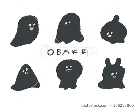 Expressive hand-drawn ghost illustrations that can be used as icons or symbol marks in designs 136253860