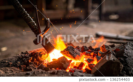 Knife Forging in Fire and Sparks 136254403