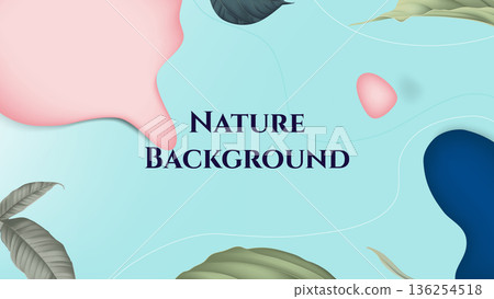 Background design, various leaves and shapes on blue Background design, various leaves and shapes on blue 136254518