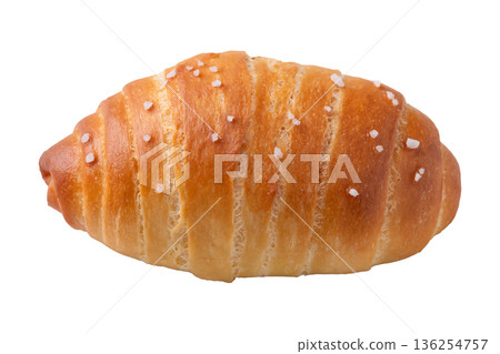 Salt bread (Shio pan) with sea salt flakes isolated on white background 136254757