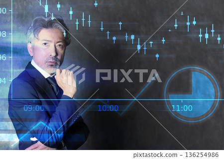 Executive businessman analyzing charts to consider investments and other operations Executive businessman analyzing charts to consider investments and other operations 136254986