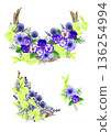 Blue Pansy and Lavender Crescent Moon Wreath & Swag 136254994