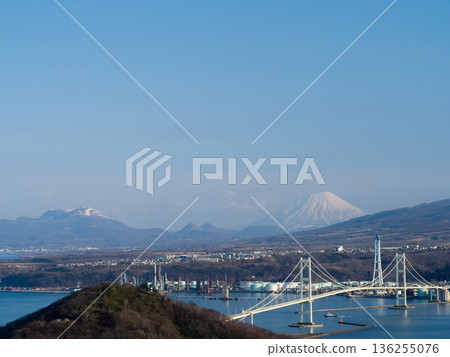 Shiratori Bridge, Mt. Yotei and Mt. Usu Shiratori Bridge, Mt. Yotei and Mt. Usu 136255076