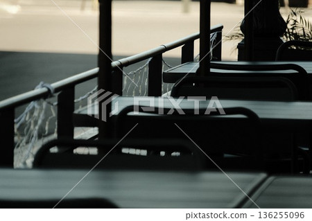 Open cafe terrace seating Open cafe terrace seating 136255096