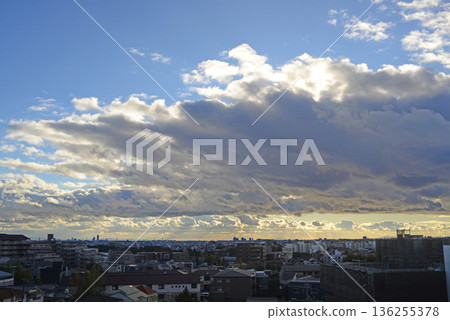 View of Amagasaki in Osaka city from afar 136255378