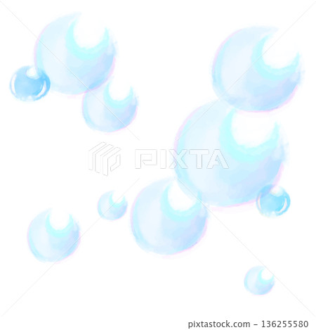 肥皂泡的水彩插圖 136255580