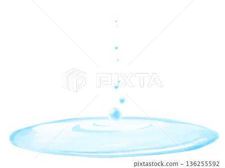 Watercolor illustration of water drops and puddles Watercolor illustration of water drops and puddles 136255592
