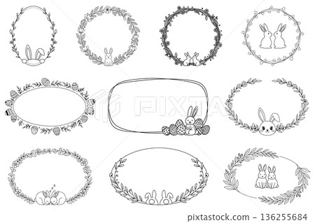 Easter Floral Line Art Frame Set Easter Floral Line Art Frame Set 136255684