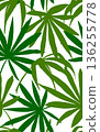Tropical plant silhouette seamless pattern in deep green 136255778