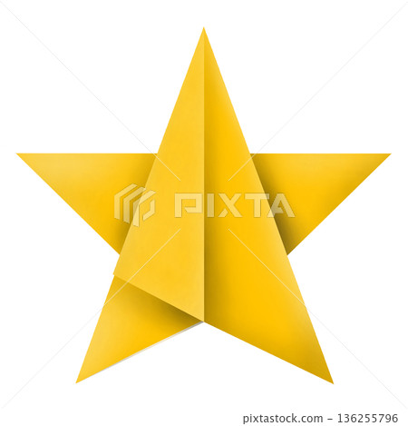 用黃色摺紙製作的星星插圖 136255796