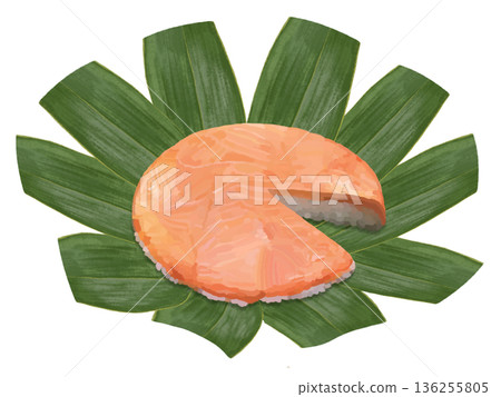 Masu sushi cut (with bamboo leaves) Masu sushi cut (with bamboo leaves) 136255805