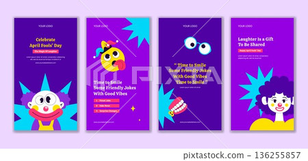 Hand Drawn Flat Cartoon Background Social Media Stories Happy April Fools Day Illustration Hand Drawn Flat Cartoon Background Social Media Stories Happy April Fools Day Illustration 136255857