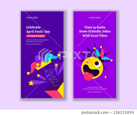 Vertical Banner Illustration Happy April Fools Day Flat Cartoon Hand Drawn Style Vertical Banner Illustration Happy April Fools Day Flat Cartoon Hand Drawn Style 136255859